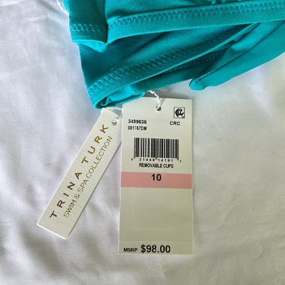 Trina Turk Monaco Ring Halter Swim Top in Ceramic Blue Turquoise NWT - Picture 11 of 12